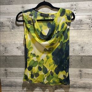 Brand new! Sheer cowl neck blouse with leaf print